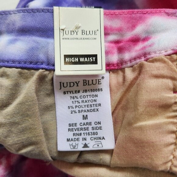 Judy Blue NWOT Snow Cone Tie Dye Cut Off Denim Shorts M Colorful Stretch Rainbow - Picture 4 of 8